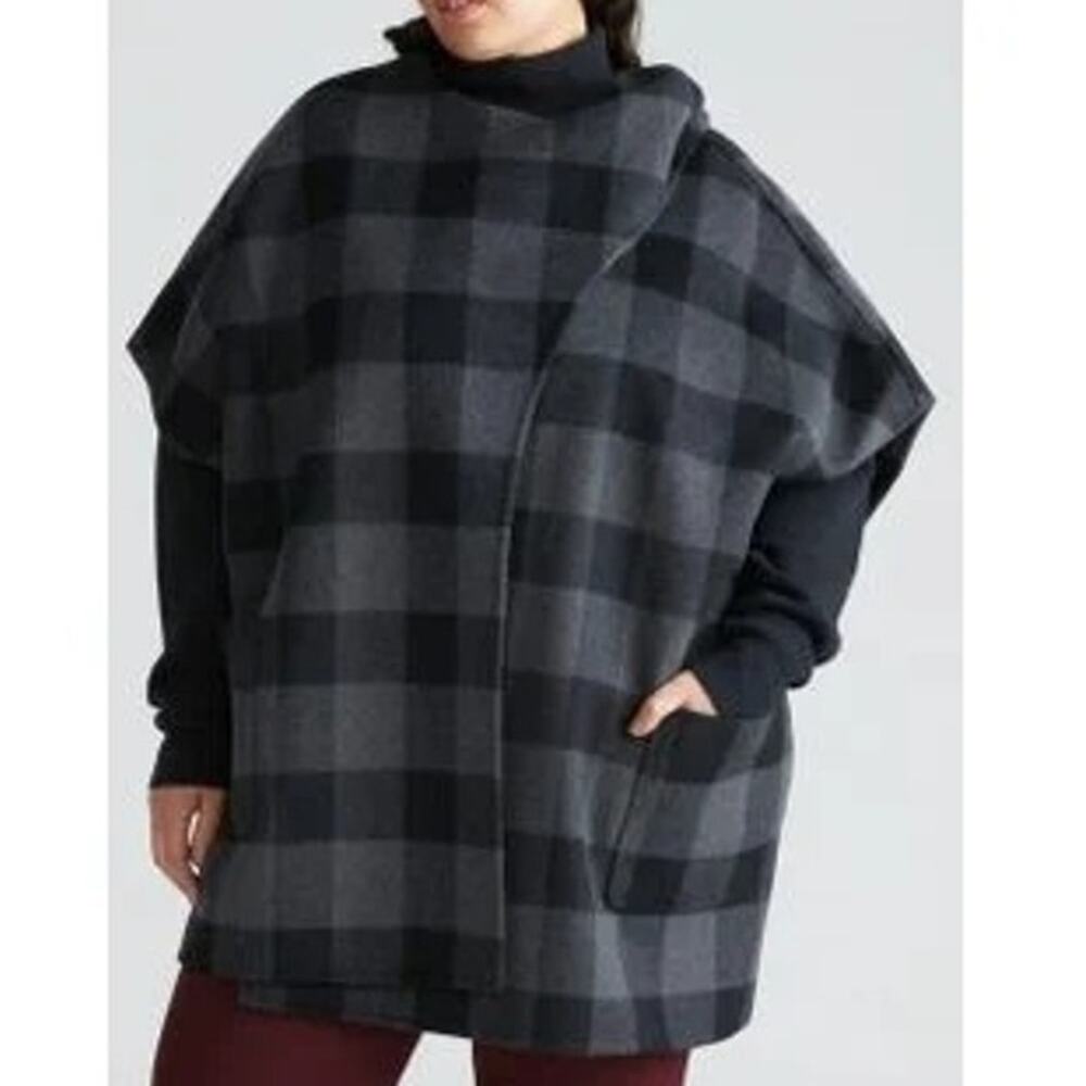 NWT Universal Standard Tilda Wool Double Face Cape Jacket Gray Womens Size 4XS